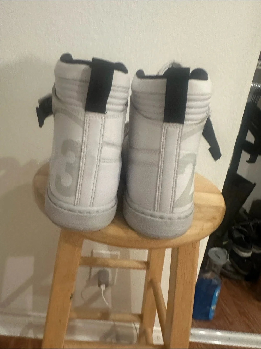 Jordan Moto 1 White High-Top Athletic Sneakers with Black Accents